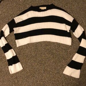 Black and white striped crop top